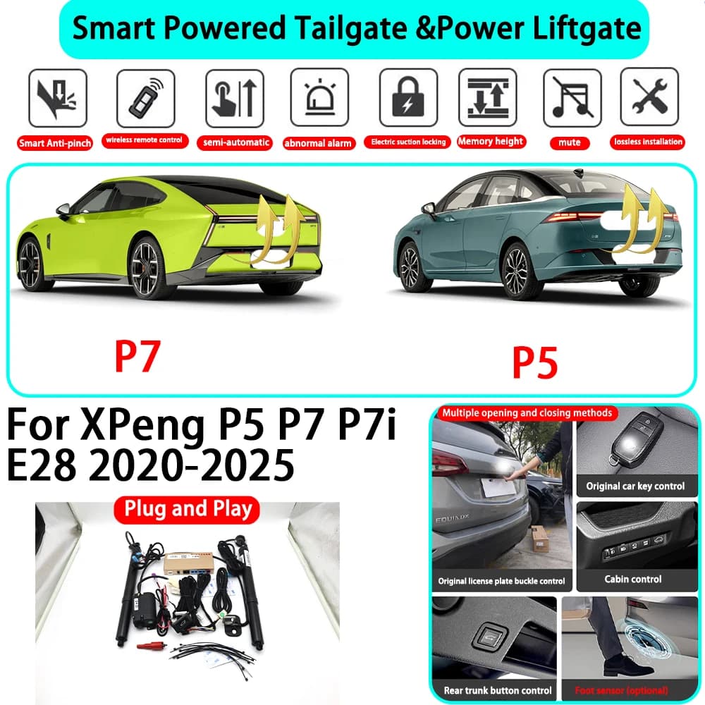 Kit Portellone Elettrico Automatico Intelligente OEM per XPeng P5 P7 P7i E28 2020-2025, Chiusura con Chiave, Plug and Play