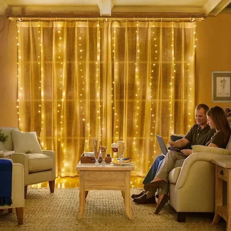 USB Power Fairy Lights Festoon with Remote New Year Garland Led Lights Christmas Decor 6x3M/3x3m Curtain Garland on The Window
