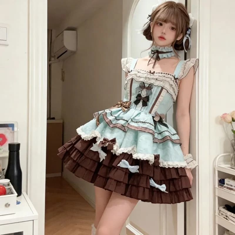 Sweet Japanese adorable JK 3 pieces set woman cute blouses with bow + soft skirt cake new seams Harajuku Lolita outfit 2025 winter