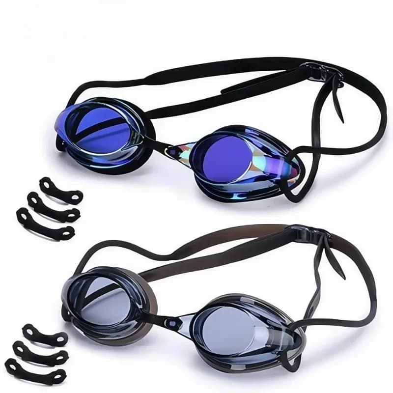 Competitive Swimwear with Mirror Coating, Anti-fog and UV Protection, Waterproof Swimming Glasses Adjustable for Adults and Children
