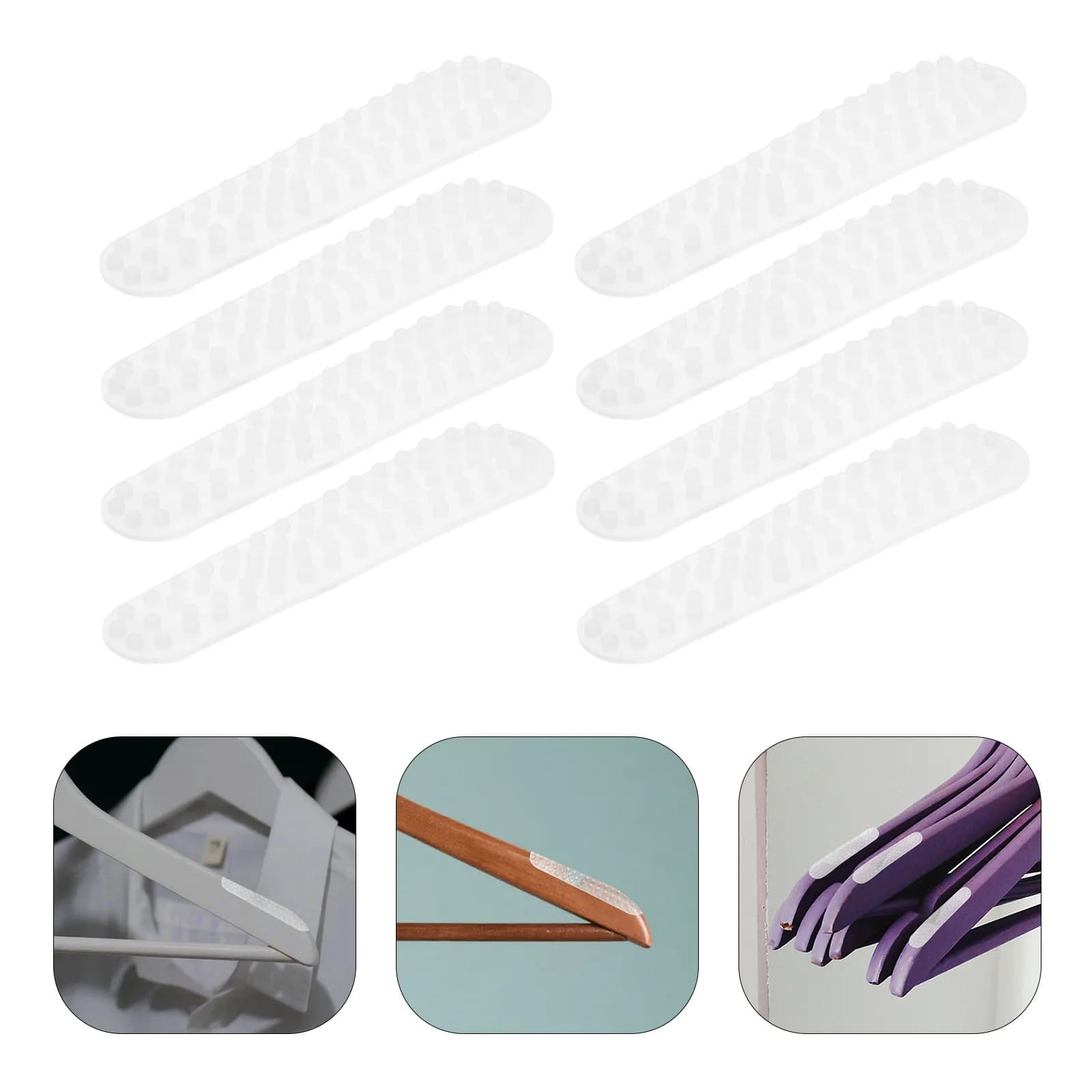 30 Pezzi Adesivi Antiscivolo in Silicone per Grucce, Strisce Antiscivolo per Appendiabiti, Accessori per Armadi e Guardaroba