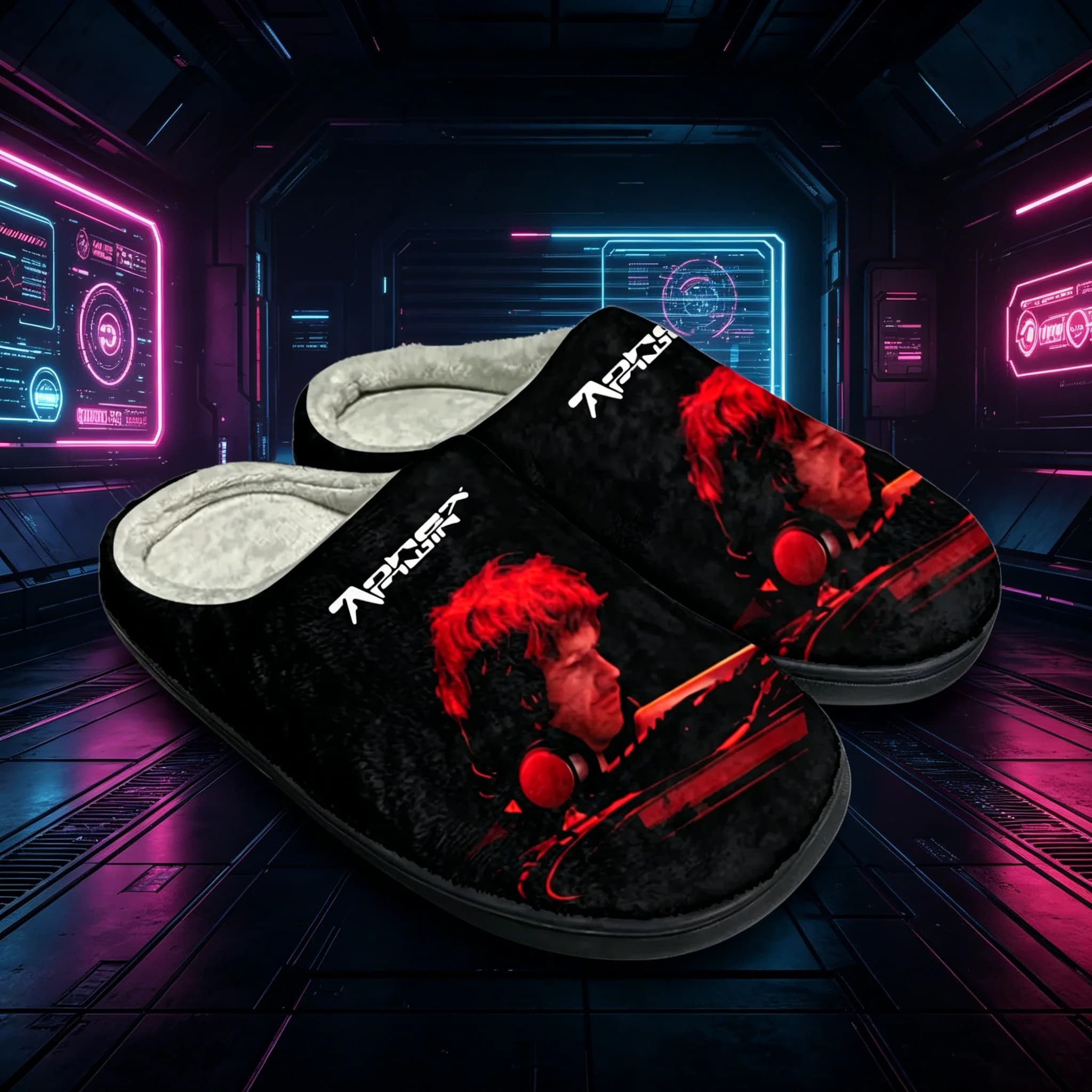Pantofole unisex Aphex Twin Electronic Music Mixer: fodera in peluche, suola in gomma antiscivolo, ciabatte invernali calde da interno, festival EDM