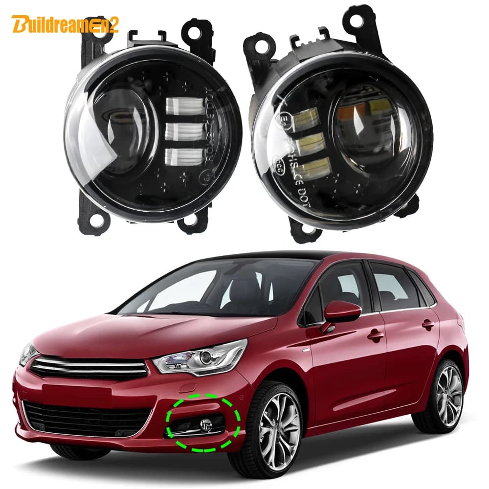 2 pezzi 30W H11 lente LED anteriore per auto fendinebbia DRL 3000LM 12V per Citroen C4 Coupe Hatchback Sedan 2004-2023 (escluso Cactus)