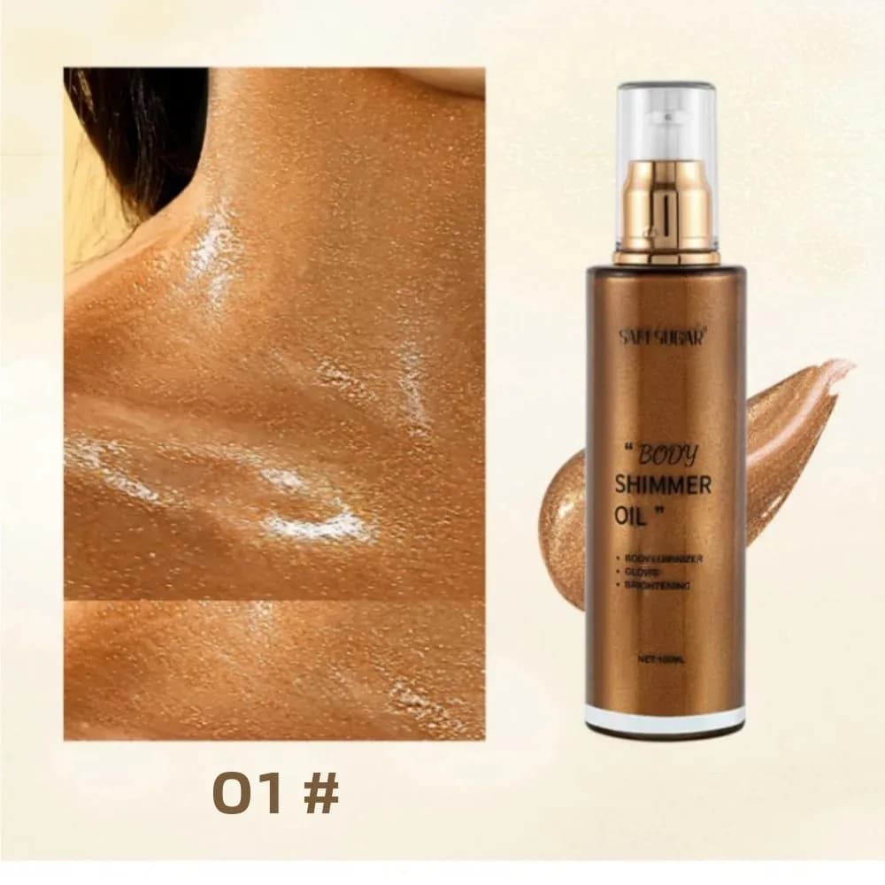 Evidenziatore ad olio luccicante perlato oro rosa da 100 ml per viso corpo bagliore bronzer illuminatore trucco liquido brillante schiarente
