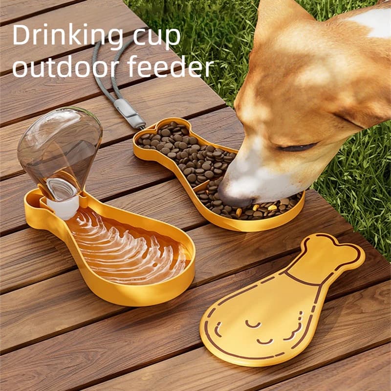 Bottiglia d'acqua portatile per mangiatoia per animali domestici a doppio strato 2 in 1 Tazza da viaggio per cani e gatti a tenuta stagna per la erogazione di cibo e acqua