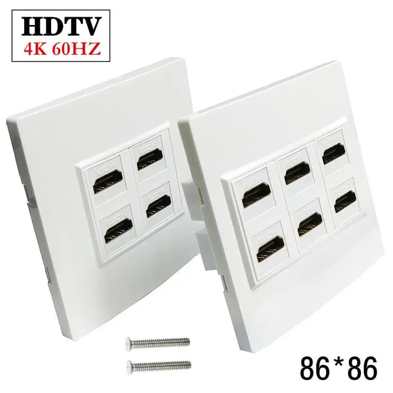 Type 86 4K 3840* 2160@60HZ Wall mount for HDMI compatible high-definition panel at 4 ports and 6 ports Audio and video socket