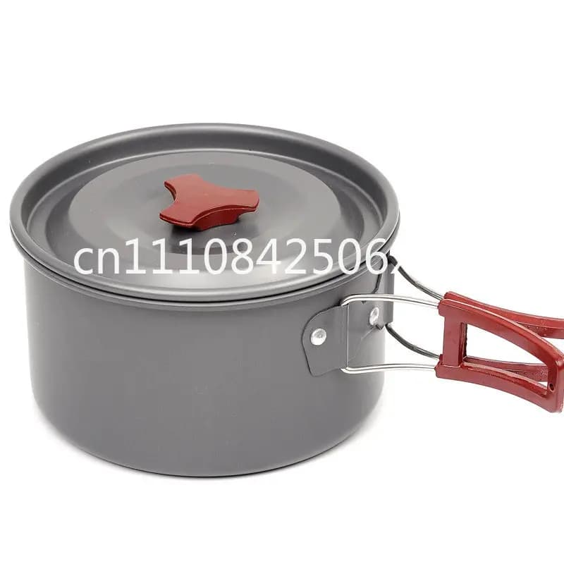Set di pentole e padelle da esterno, utensili da cucina portatili per campeggio, set fornello a cassetta, pentola, bollitore, attrezzi da cucina, attrezzature e forniture