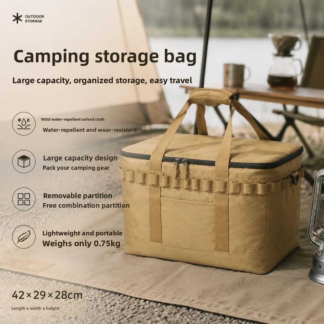 Borsa portaoggetti da campeggio rinforzata per esterni, custodia tattica multifunzionale portatile per accessori e forniture da tenda