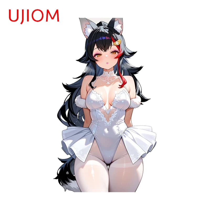 UJIOM Shirakami Mio Sexy Wall Sticker Cat Ears Pure Erotic Style Plump Figure Decal Suitable for Living Home Cupboard Decor