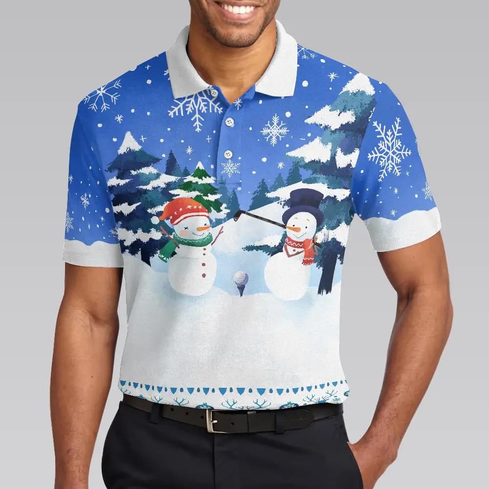 Polo da golf con pupazzo di neve, stampa invernale nel paese delle meraviglie, maglietta, nome personalizzato natalizio, top da donna da uomo