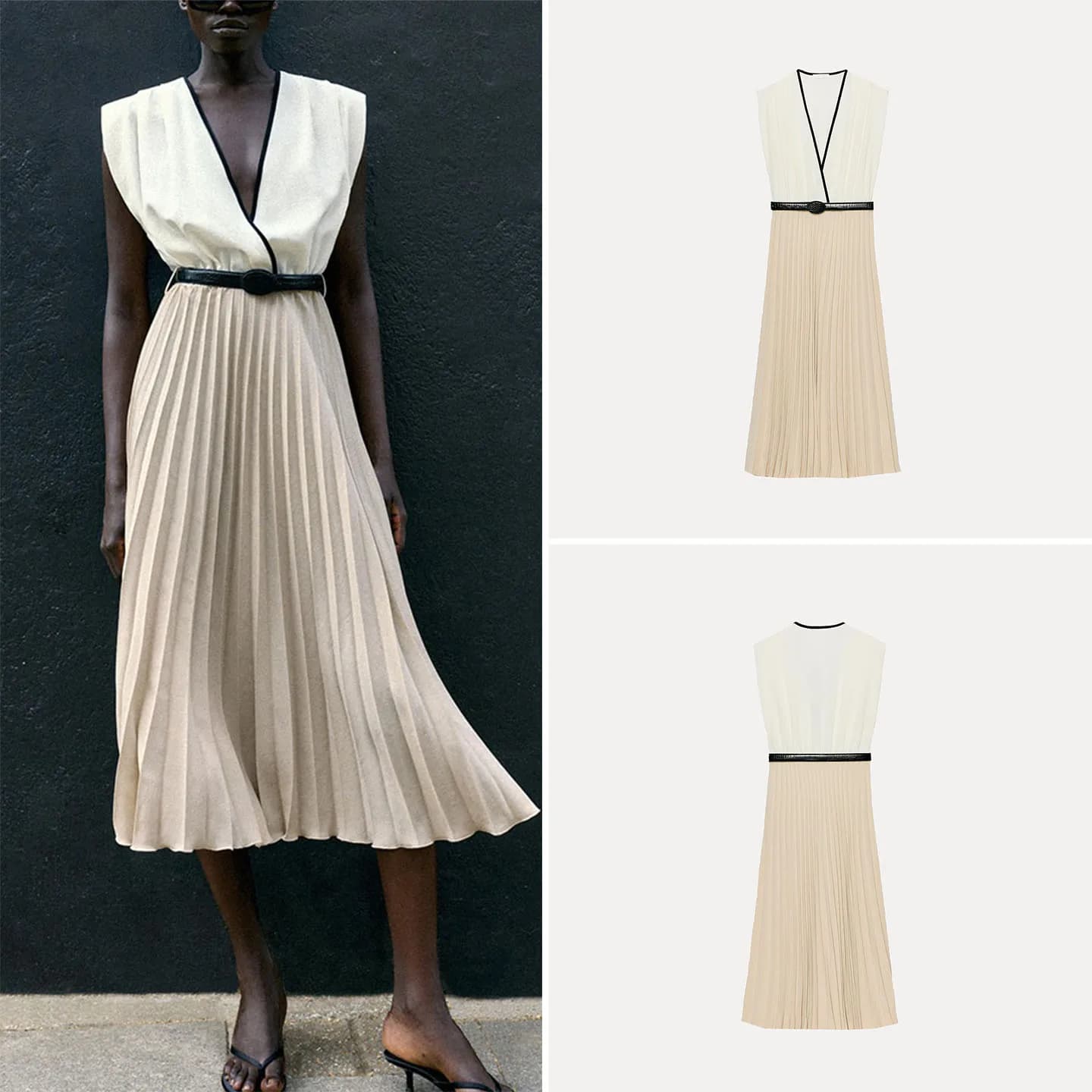 Fashionable Sleeveless V-Neck Midi Dress Women's Autumn New Arrival Gored Skirt Casual Style A-Line Silhouette City Commute