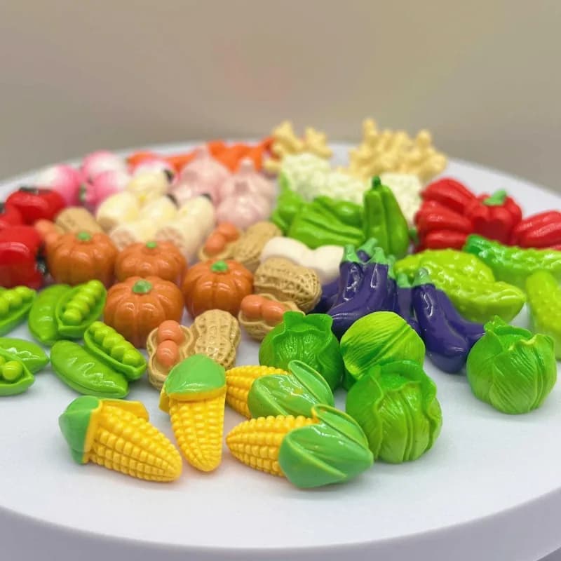 10Pcs Cute Mini Vegetable 3D Resin Figurines Flowerpot Garden Decoration Miniature Scene Kitchen Farm Landscape DIY Miniatures