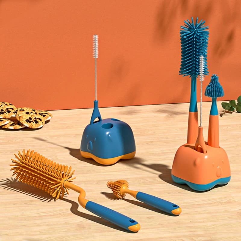 1/2/3 pezzi spazzola in silicone per bottiglie rotazione di 360 gradi biberon ciuccio spazzola per pulizia capezzoli spazzole contagocce set articolo per bambini