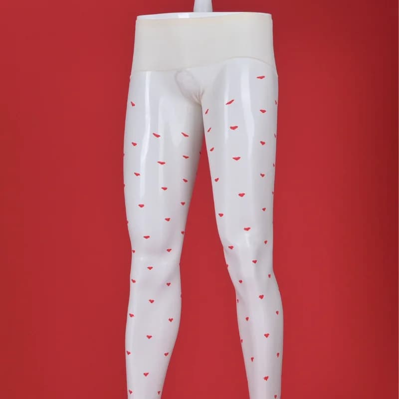 Men sexy oil shiny socks 360 seamless heart printed pantyhose ultra elastic U convex bag temptation socks tights