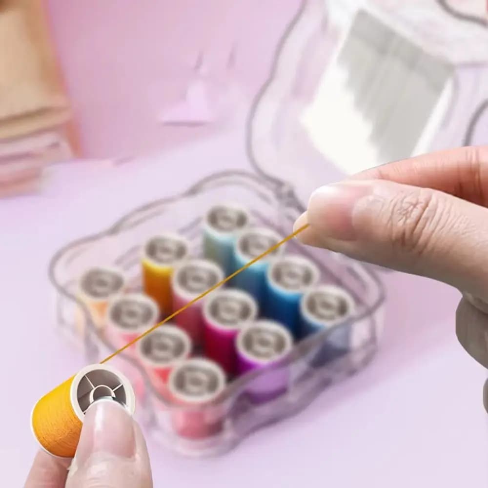 Set di mini scatole da cucito portatili Kit di strumenti professionali multifunzionali per cucire a mano Fili Ditale Scatola di filo per ago magnetico