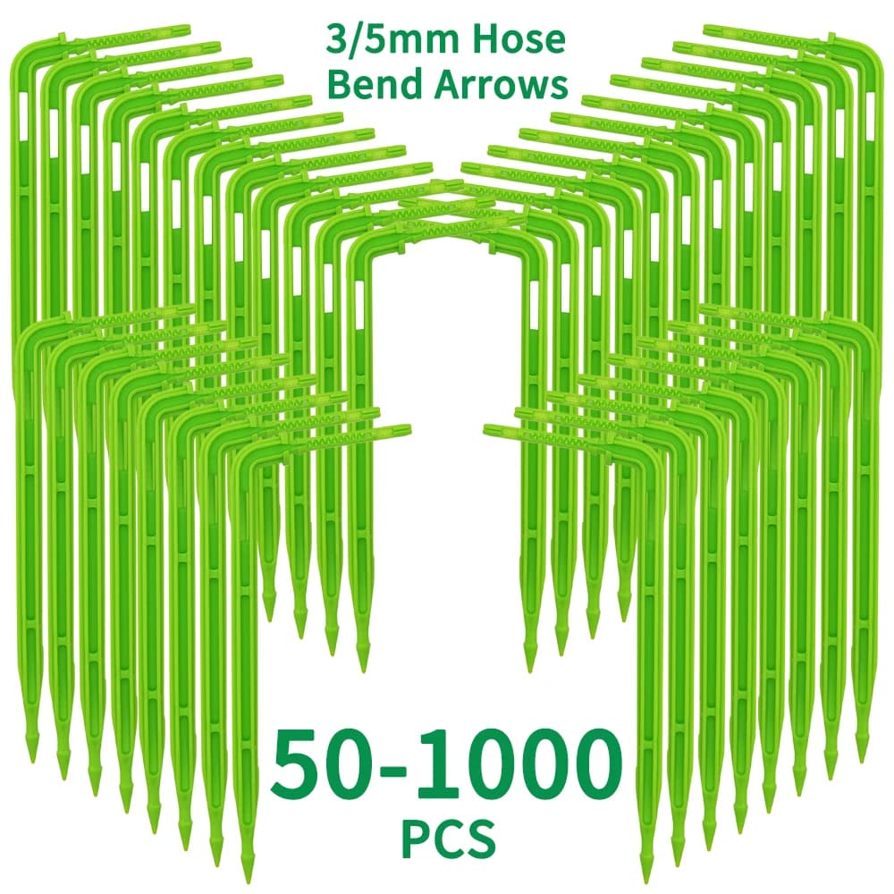WUJIE 50-1000PCS 1/8 ''Verde Gocciolatori 3/5mm Flessione Freccia Emettitori Giardino In Vaso Irrigazione Irrigazione Micro Sistema di Gocciolamento Raccordi
