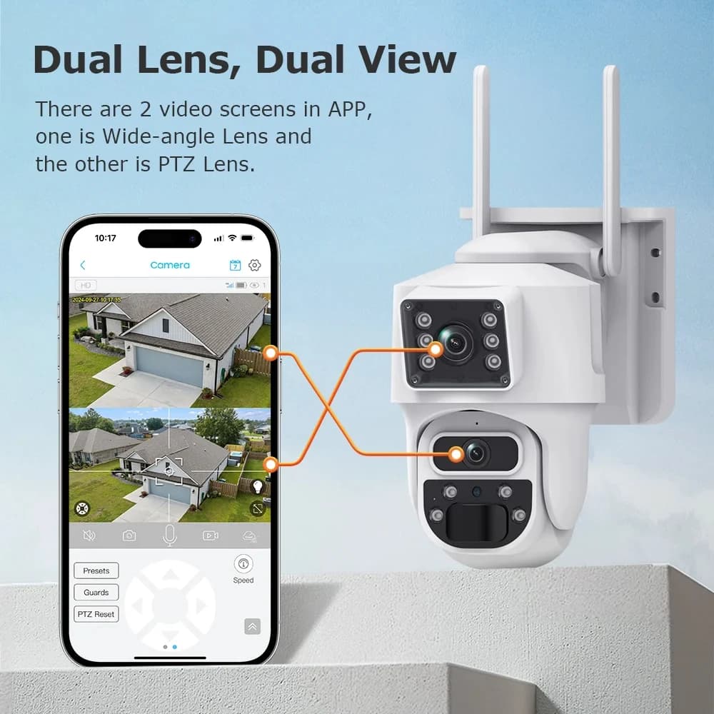 2025 NUOVA telecamera IP wireless solare da 6MP 4K con batteria esterna HD 3MP doppia lente WiFi IP Camara pannello solare CCTV sicurezza Factroy