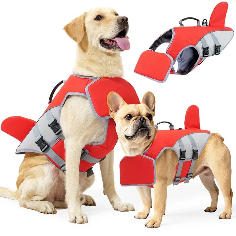 Adjustable Pet Dog Life Jacket Buoyancy Summer Vest Swim Aid Harness Reflective Strips Safety Swimming Gear for Outdoor Pet Coat