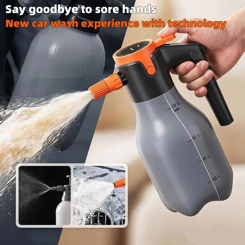 Annaffiatoio Elettrico da 2L con Ugello Regolabile, Impugnatura Antiscivolo, Spruzzatore da Giardino Ricaricabile, Bollitore per Irrigazione Domestica