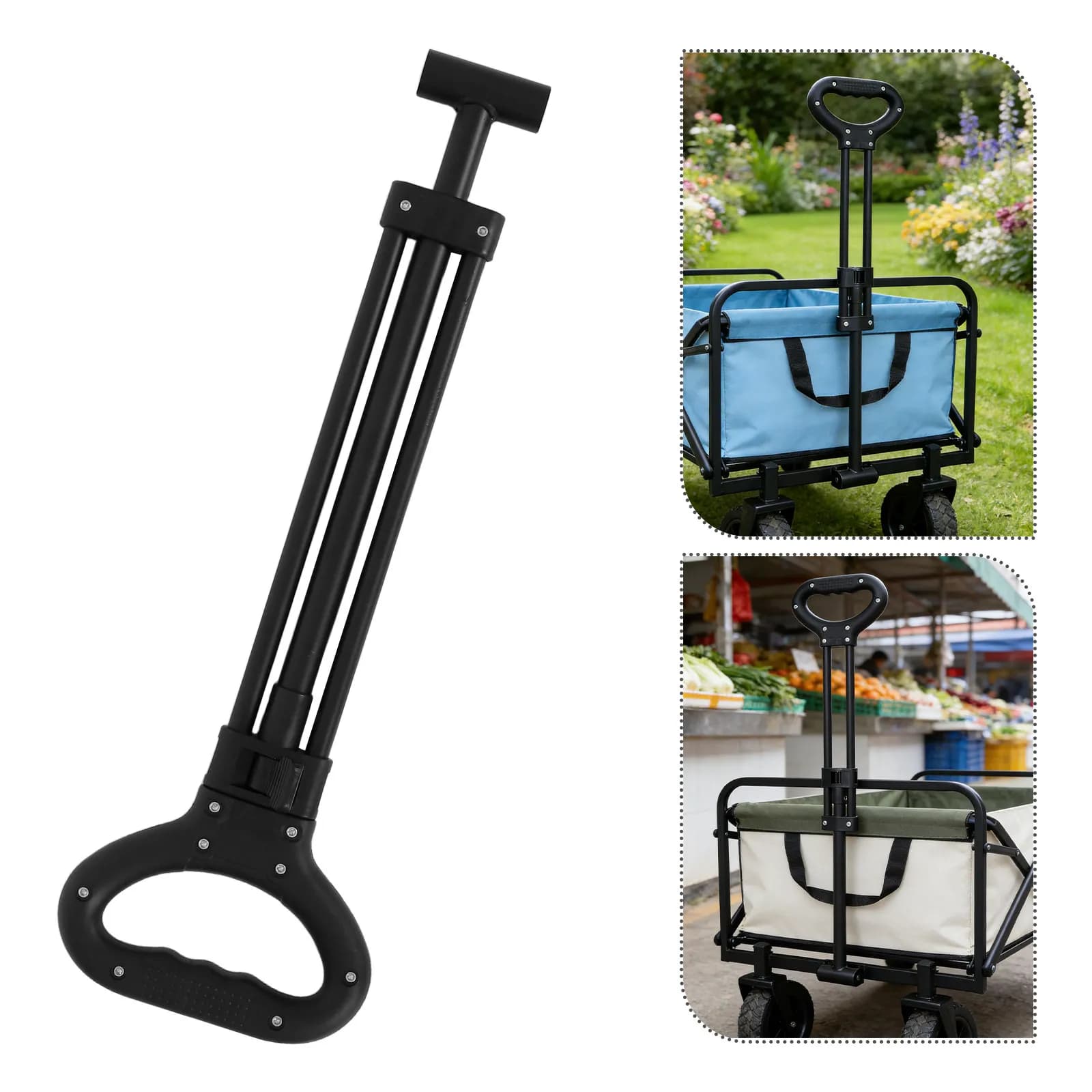 1Set Folding Wagon Push Handle Telescoping Replacement for Garden Cart Camping Trolley Outdoor Use Handle for Trolley