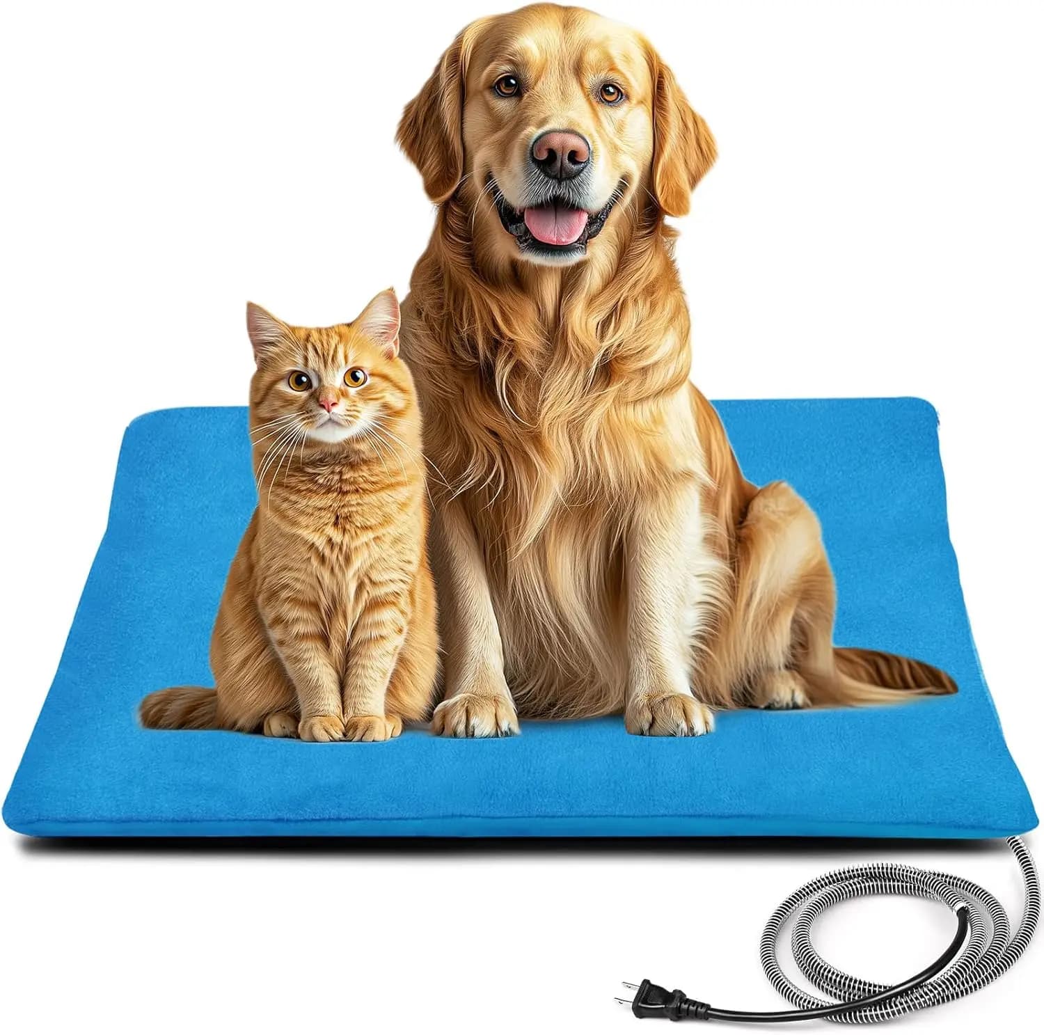 Tappetino Riscaldante Impermeabile per Animali Domestici, per Cani e Gatti, Letto Riscaldato Multi-Misura con Cavo Resistente ai Morsi, Blu 24x36 Pollici