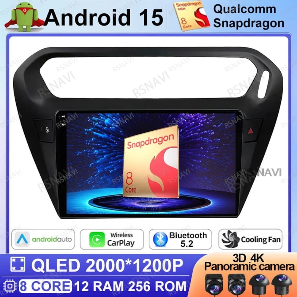 Android 15 Autoradio Per Peugeot 301 per Citroen C-elysee CElysee 2012-2016 GPS DSP DVD 5G WIFI Autoradio Wireless Carplay Auto