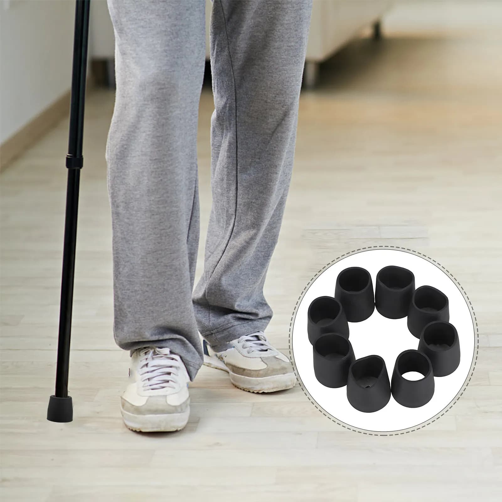 8 Pezzi Puntali in Gomma Resistenti Antiscivolo di Ricambio per Bastoni da Passeggio, Sedie da Doccia, Gambe di Mobili - Stabili