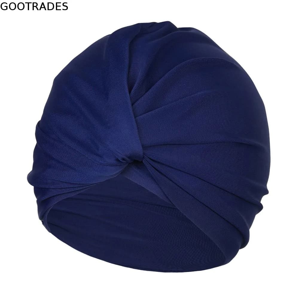 Female Girl High Elastic Swimming Hat Stretchy Free Size Swimming Caps Fabric Multi Colors Women Swimm Hat Long Hair