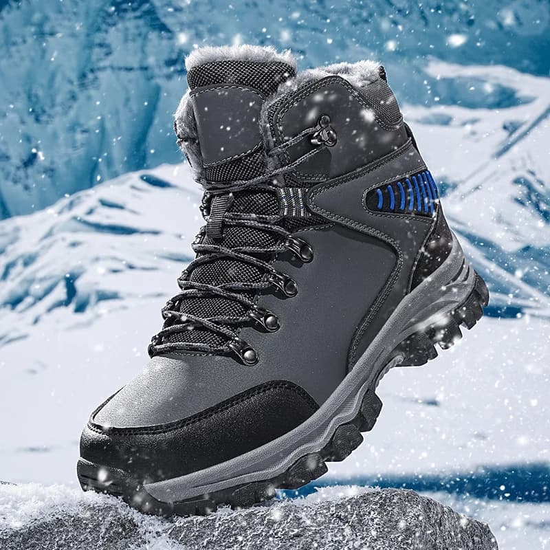 Scarponi da trekking all'aperto da uomo invernali Stivali da neve in peluche addensati Scarpe casual da lavoro da uomo antiscivolo Scarpe da ginnastica da arrampicata in pelle impermeabili