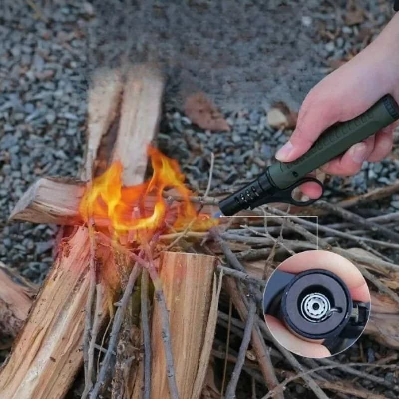 1300 ° Accenditore Portatile per Campeggio, Pistola di Accensione, Accessori per Fornelli da Campeggio, Lanciafiamme per Barbecue, Accendino Gonfiabile