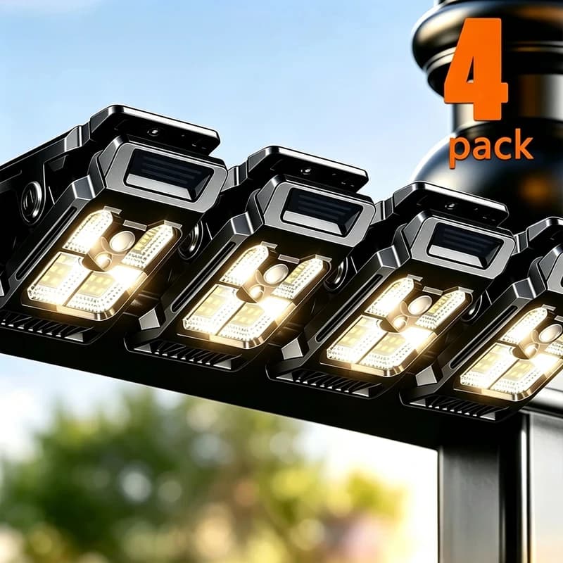 1-4PCs Solar Clamp on Sensor Motion Lights Outdoor Waterproof Work Light 3 Lighting Mode Camping Lamp Fence Wall Garage Led Lamp