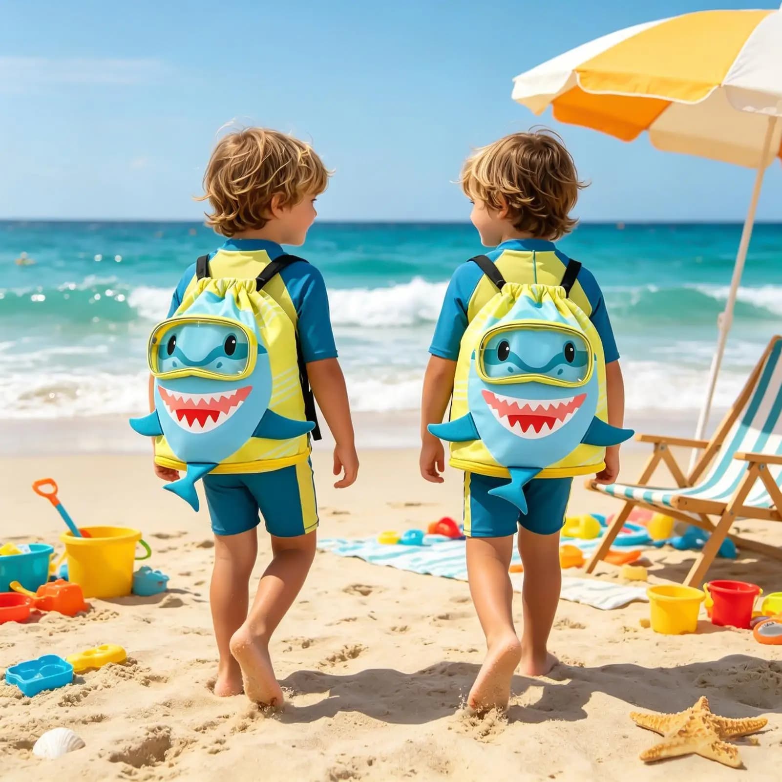 Borse da nuoto per bambini Zaino con design a forma di squalo con scomparti per scarpe Borsa da piscina con scomparti separati per indumenti asciutti e bagnati per bambini dai 3 anni in su per ragazze