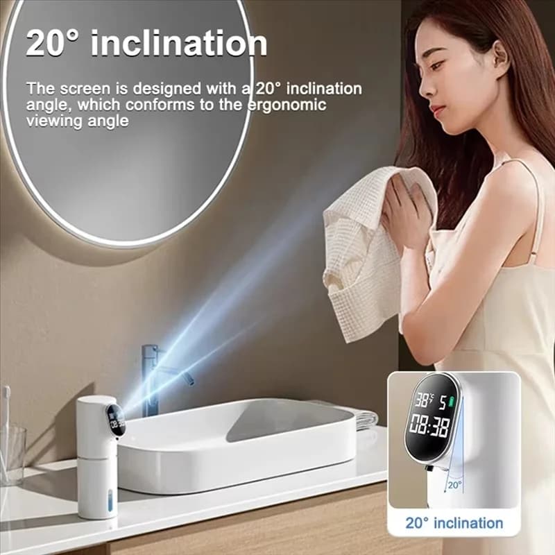 A97Z Dispenser di schiuma di sapone intelligente 5 Gear Touchless 320Ml Display dell'ora della temperatura Dispenser automatici di sapone con sensore a infrarossi