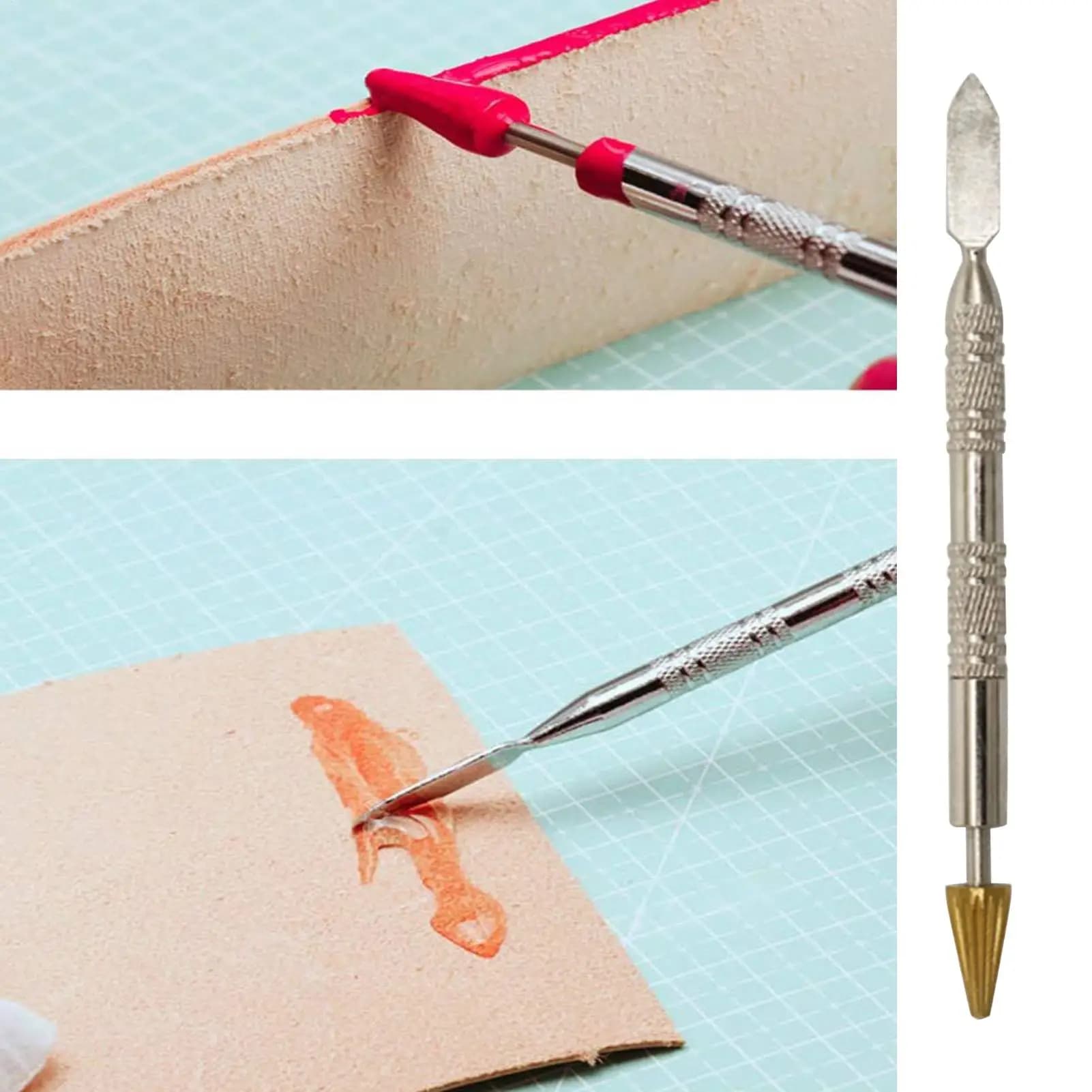 Leather Edge Double Head Brass Glue Painting Roller Oil Gluing Dye Pen Stick Speedys Paint Roller Tool DIY Leather Craft Tools