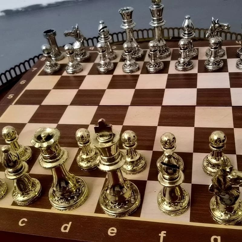 Scacchi in rame bianco ottone rame puro, set di manutenzione universale campione di scatole per scacchi in legno massello gratuito