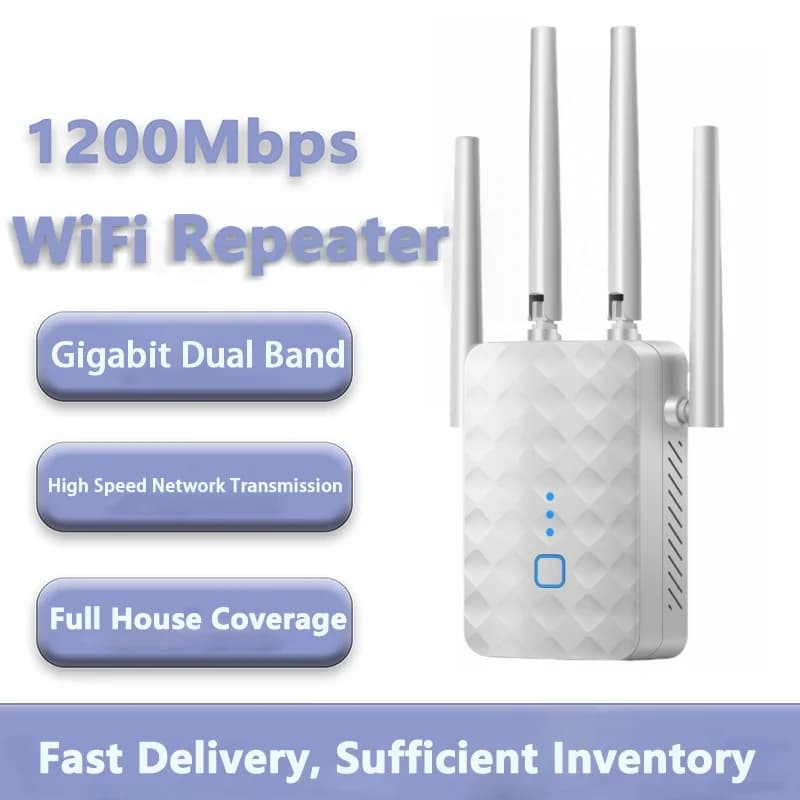 Ripetitore WiFi 1200Mbps 2.4G/5GHz Dual Band Estensore di segnale wireless Wi-Fi 802.11ac Gigabit Amplificatore Router Amplificatore a lungo raggio
