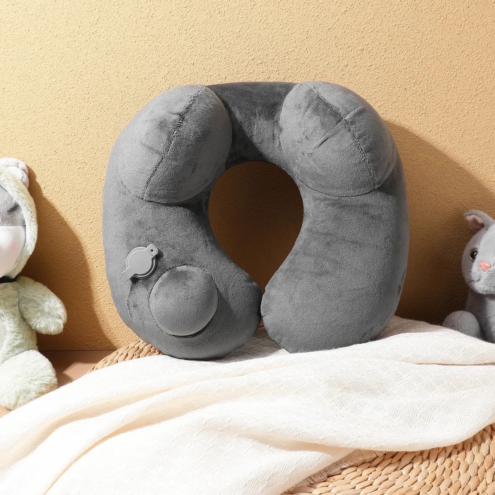 Cuscino gonfiabile a forma di U per il collo, supporto per il collo da viaggio, per aereo, auto, ufficio, casa, cuscino da viaggio portatile