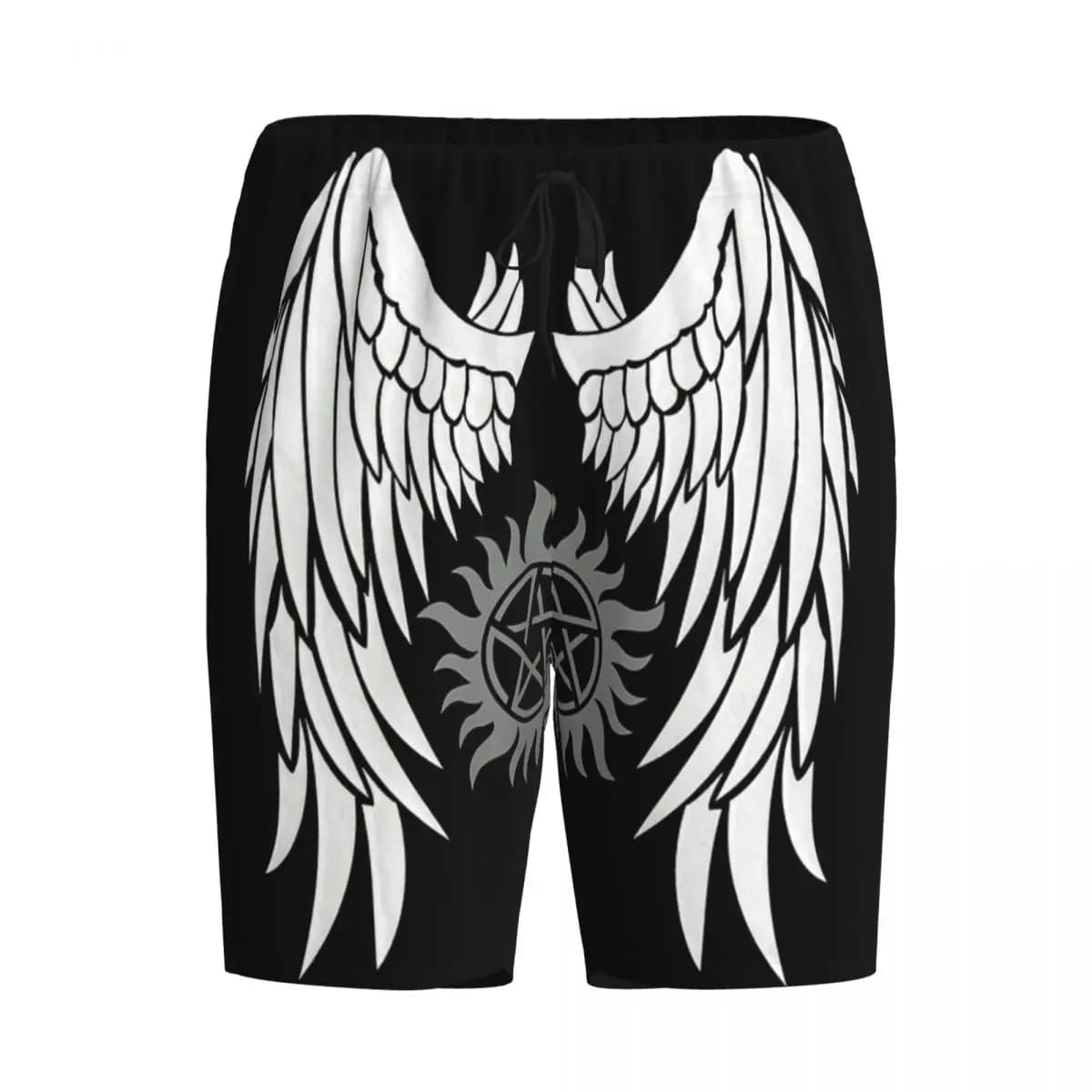 Pantaloni corti personalizzati con ali e logo Supernatural, pantaloni da pigiama da uomo, pantaloni da notte, pantaloni da dormire