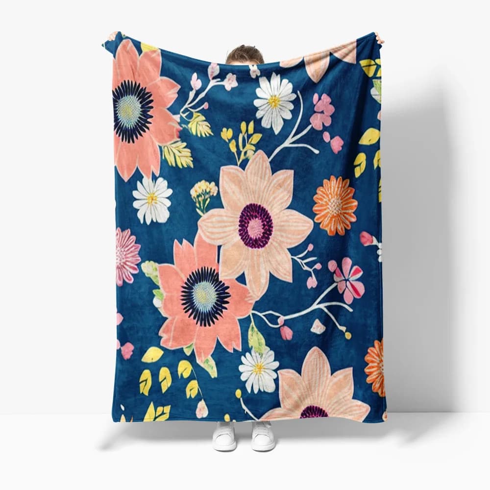 Bohemian floral pattern Flannel printed blanket suitable for all seasons suitable for living room office sofa and travel