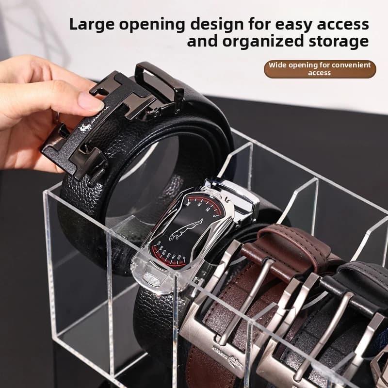 Organizzatore per Cinture a 3/5/7 Scomparti, Porta Cinture in Acrilico per Armadio, Espositore per Cravatte, Papillon e Cinture