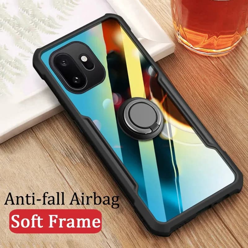 Skinlee per OnePlus 15T 15R 5G - Cover trasparente antiurto con anello di supporto e airbag, custodia rigida per OnePlus 15T 15R 5G
