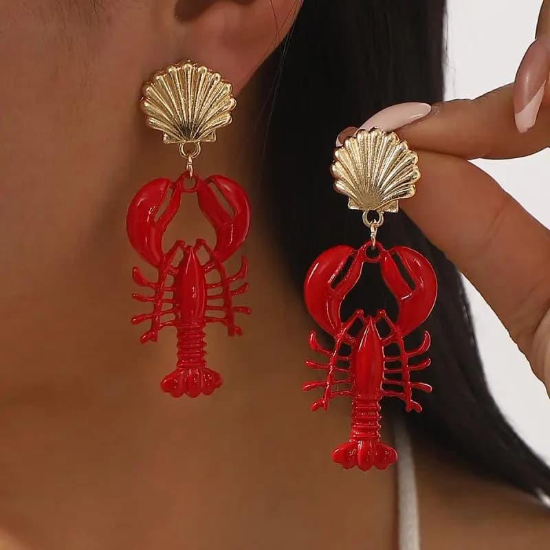 2025 Nuova collana di perline di aragosta Gioielli in smalto con perline di cristallo fatti a mano Collana con ciondolo semplice Accessorio per le vacanze al mare da donna