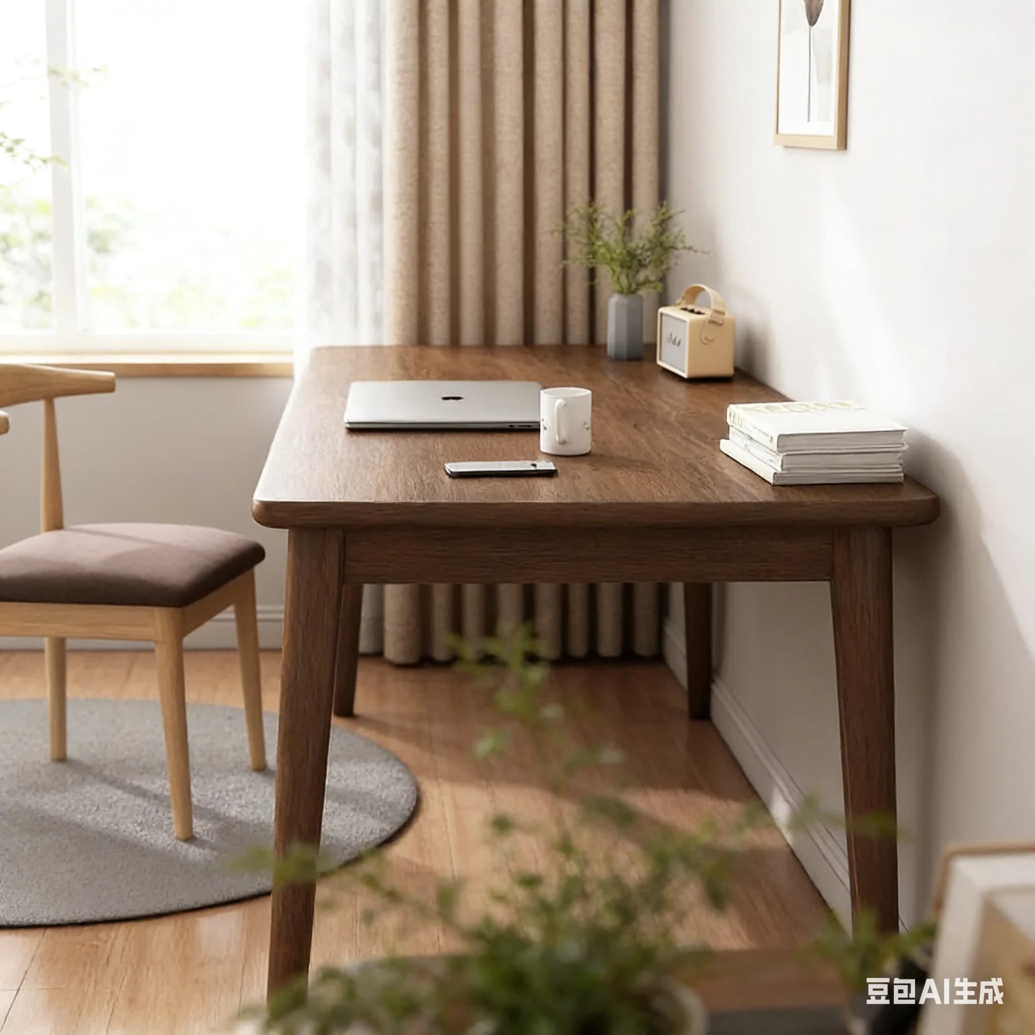Scrivania AOLIVIYA moderna e semplice con gambe in legno massello, rettangolare, per studenti, adulti, casa, studio, camera da letto, computer, con spazio contenitore e luce.