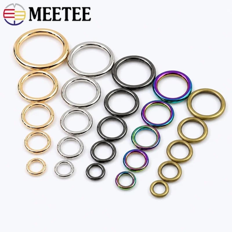 5/10Pcs 15-50mm Seamless Metal O Rings Round Buckles for Bag Strap Dog Collar Belt Keychain Leather Craft Hardware Accessories
