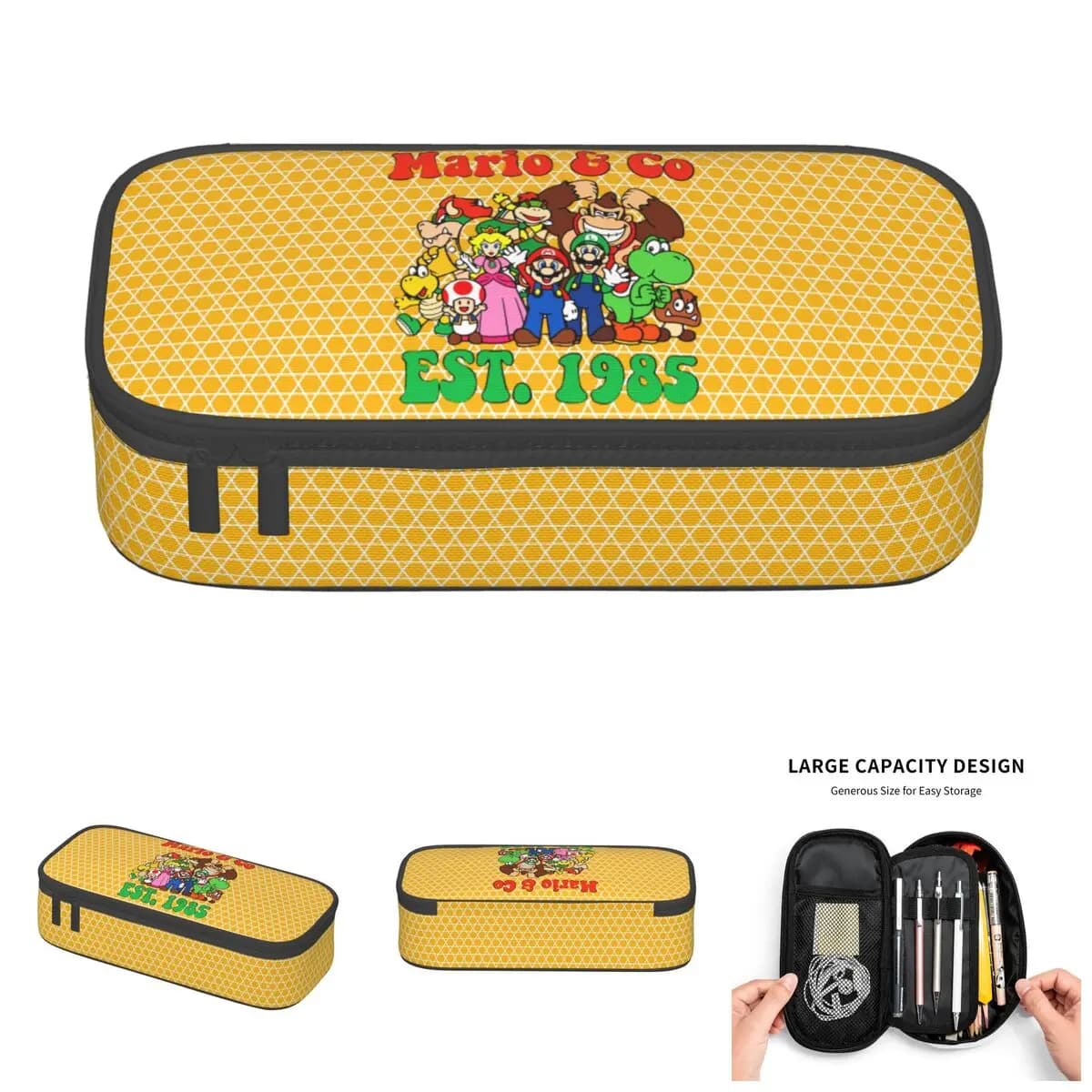 Astuccio per matite con simpatico personaggio anime Mario per ragazze e ragazzi, astuccio grande per la scuola