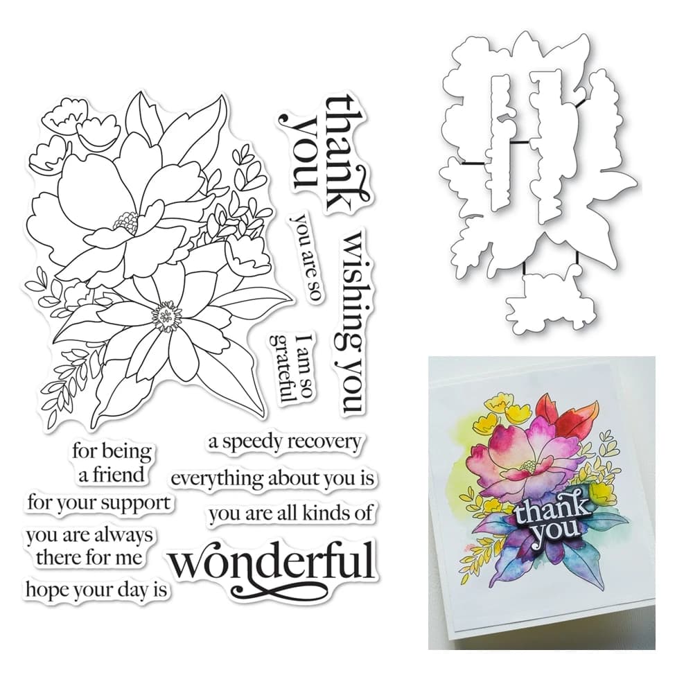 New 2025 Breezy Bouquet Friend Clear Stamps Cutting Dies Scrapbooking for Paper Making Birthday Frames Card Crafts Set