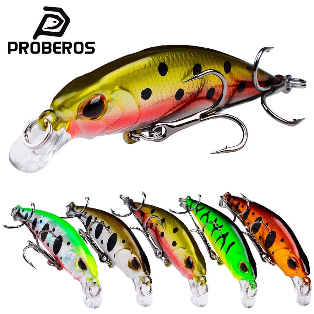 Proberos Mini Sinking Minnow Wobblers Esche da Pesca 5.6cm 6.8g Trota Esche Artificiali in Plastica Dura Jerkbait Crankbait Bass Pesca