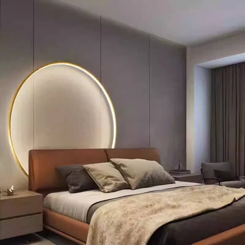 Nordic Minimalista Soggiorno Divano Camera da letto Lampada da parete in rame pieno Sala da pranzo postmoderna Corridoio Luce circolare