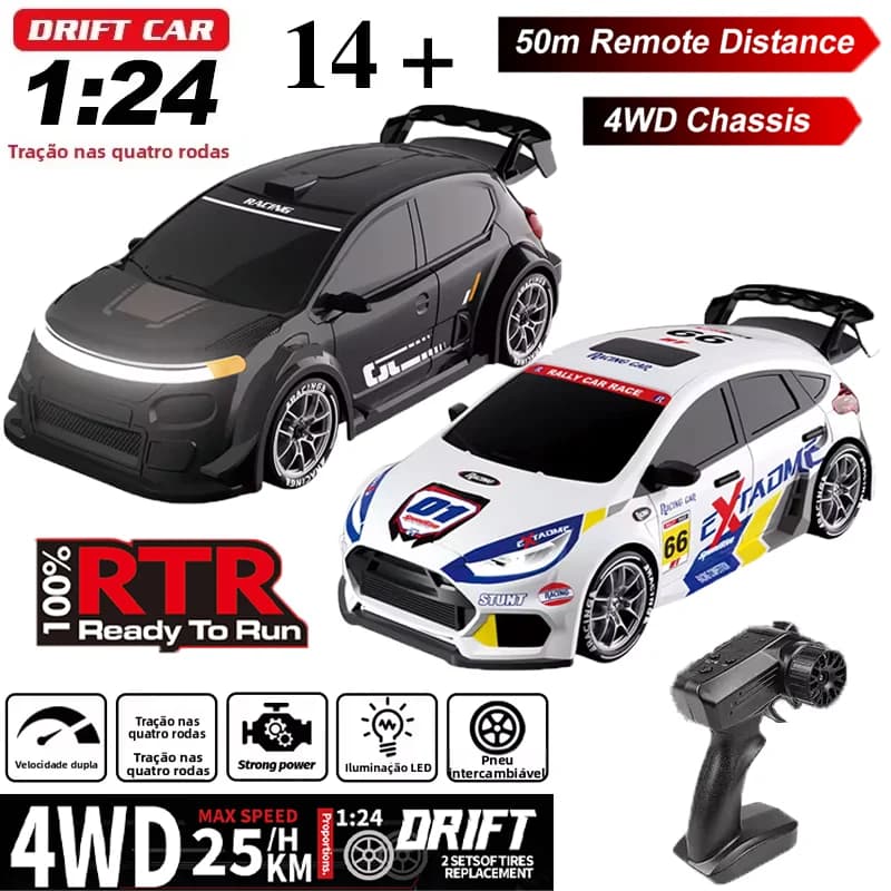4WD RC 1/24 Remote Control Racing Car Adopt 2.4G RC Drifts High Speed Driving All Terrain Off Road LED Lights Climbing Childrens