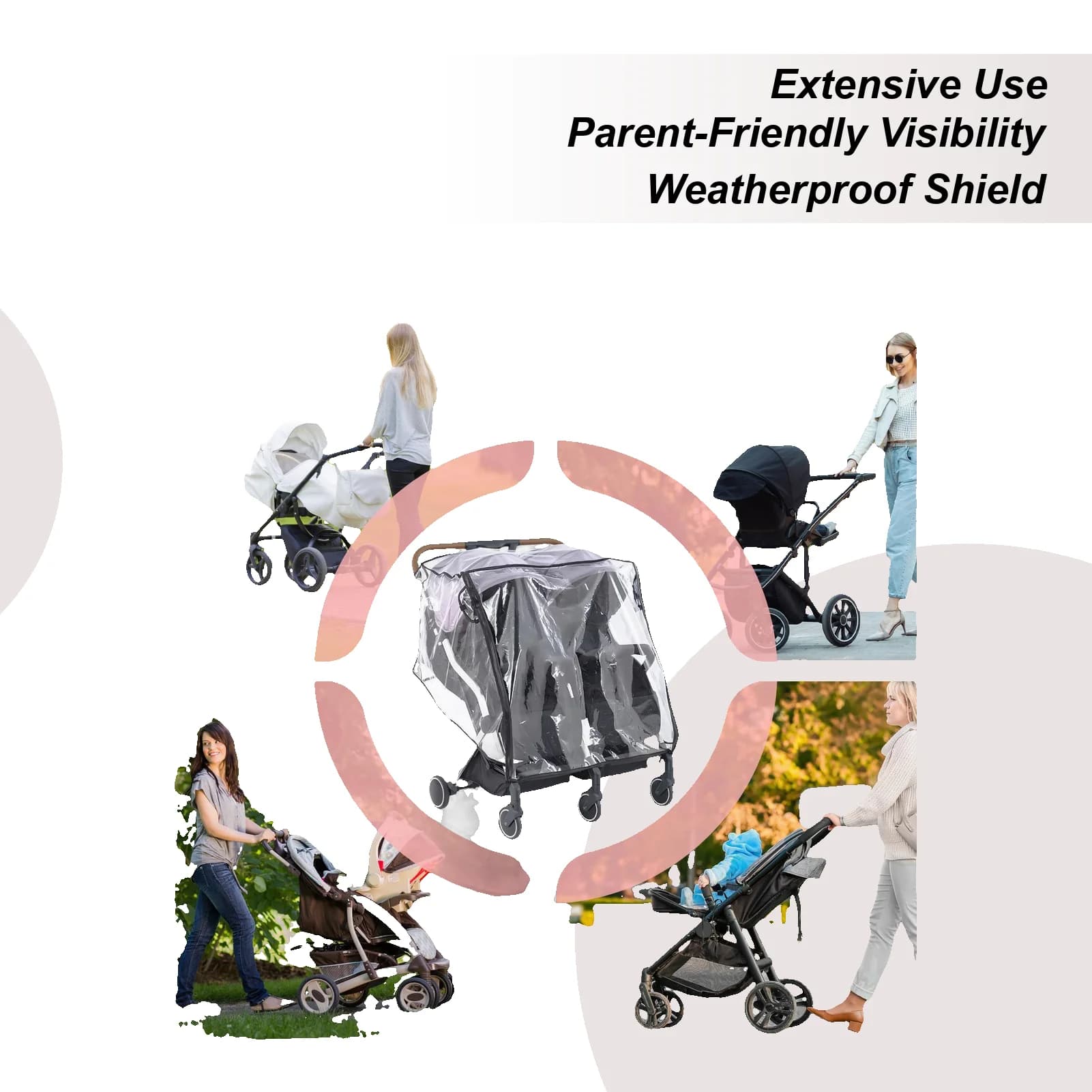 Copertura antipioggia per passeggino Antivento Trasparente Protezione traspirante Passeggino da jogging Poncho Copertura antipolvere per l'inverno Estate all'aperto